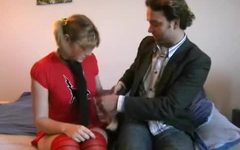 Nerdy busty girlfriend gets some heavy dicking