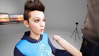 XPorn3D S3E1 Quick Blowjob Video - 3D Porn Deepthroat Sloppy Blowjob