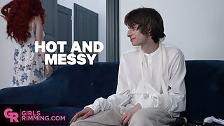 GIRLSRIMMING - Sloppy rimjob by redhead teen Olivia Miss