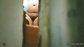 Following naked fat Mom with my camera