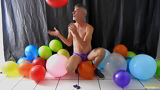 Balloon play with horny gay DILF Richard Lennox